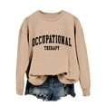thumbnail image 4 of Women Sweatshirts Long Sleeve Sweatshirt Pullover Sweatshirts for Women Khaki Crewneck Sweatshirt Women Fall Sweatshirts for Women 2025 Women'S Clothing, 4 of 8