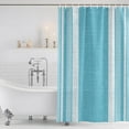 thumbnail image 5 of 60x72 Inch Shower Curtains for Bathroom, Vintage Cyan Blue Striped Fabric Bath Curtain Decor, Farmhouse Modern Stripes Boho Waterproof Restroom Curtains Shower Set Accessories with 12 Hooks 60 Inch, 5 of 6