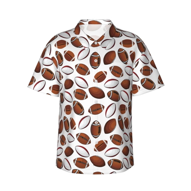 Fotbe Football Camisa Hawaiana para Hombre Unisex – Camisa Casual de Verano con Botones de Manga Corta de Algodón y Lino,3X-Large