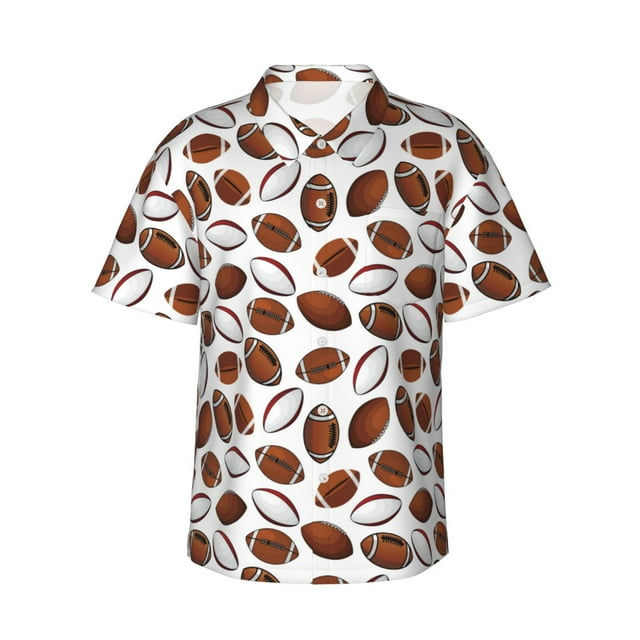 Fotbe Football Camisa Hawaiana para Hombre Unisex – Camisa Casual de Verano con Botones de Manga Corta de Algodón y Lino,Small