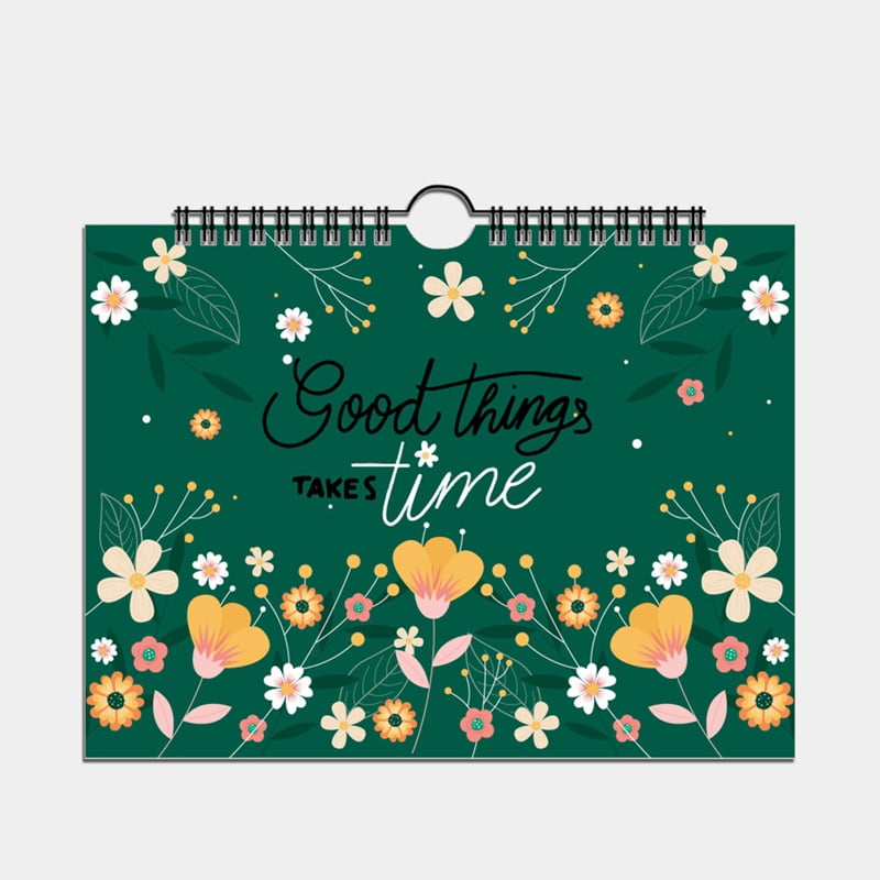 Flower Calendar Planner Floral Monthly Planner Years Vintage Cover Calendar Weekly Schedule Student Class Notebook