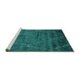 thumbnail image 2 of Ahgly Company Machine Washable Indoor Square Oriental Turquoise Blue Industrial Area Rugs, 8' Square, 2 of 4