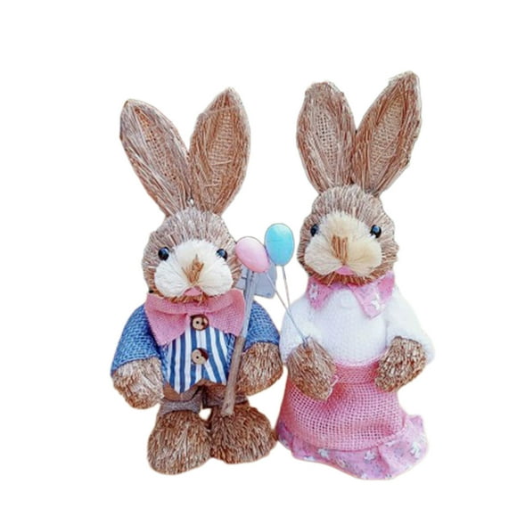 Easter Bunny Decoration Woven Wood Figurine Ornament for Home or Table Display – 23 cm Tall Brown Bunny Figurine
