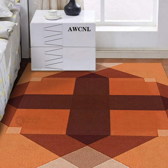 Hand Tufted carpet, Geometric wool 5x7, Area rug Bed, Living room