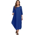 thumbnail image 6 of EFINNY Women Plus Size Causal Soild Kaftan Maxi Dress Long Shirt Dress (2024 Upgrade), 6 of 8
