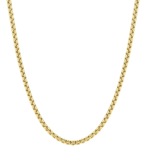 14k Yellow Gold 3.5mm Solid Round Box Chain Link Necklace