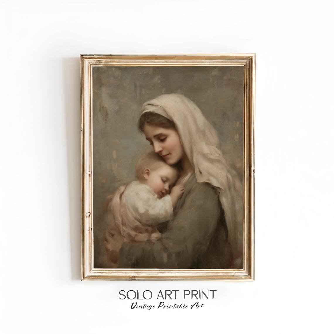 Vintage Mother And Child Portrait Poster For Sentimental Home Decor