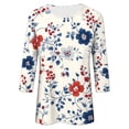 thumbnail image 4 of Lorytime Womens 4th of July Shirt Red White and Blue Outfits Patriotic Graphic Clothes 3/4 Sleeve Holidays Wear 11-Red M, 4 of 7