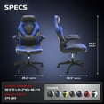 thumbnail image 3 of RESPAWN 3085 Ergonomic Gaming Chair for Adults, High Back Office Chair with Headrest and Flip Up Arms, Leather Racing Style Gaming Seat with Lumbar Support, Video Game Computer Desk Seat - Blue, 3 of 7