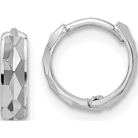 14K White Gold D/C Hinged Hoop Earrings (9.13 X 9.4) Made In United States xy1260w