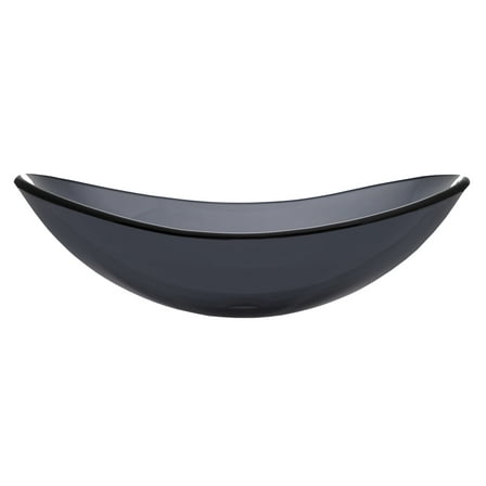 Eden Bath EB_GS47 Gray Canoe Shaped Tempered Glass Vessel Sink