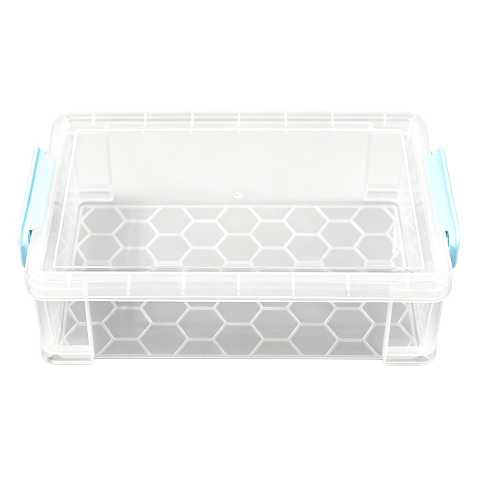KUMHONW 2 Pack Extra Large Pencil Box,Plastic Pencil Case Organizer,Clear Crayon Box Marker Organizer,Stackable Craft Organizers and Storage for Pen,Craft,Art Supply(Black*1+Blue*1)