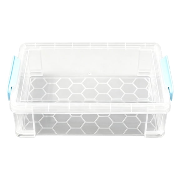 Pencil Box Plastic Crayon Organizer Stackable Storage Container For Art Craft Supplies (BLUE)