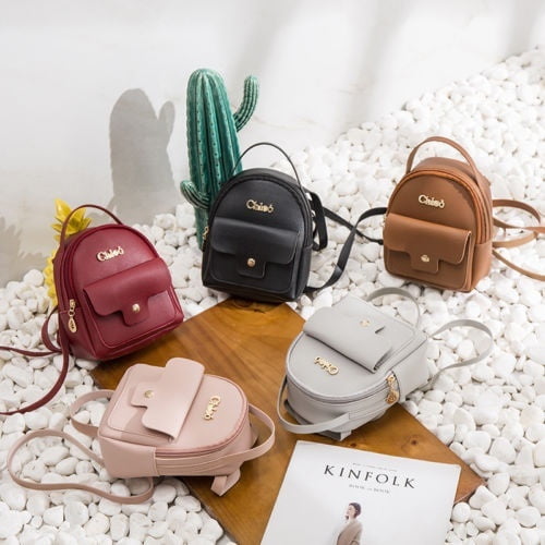 Fashion Women Girls Mini PU Leather Backpack Rucksack School Bag Travel Handbag 