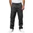 thumbnail image 2 of Aezemi Men Straight Leg Cargo Pants with Multiple Pockets Lightweight Fashion Elastic Waist Pull on Hiking Pants Drawstring Trendy Workout Outdoor Trousers L, 2 of 5