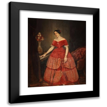 Prilidiano Pueyrredòn 12x14 Black Modern Framed Museum Art Print Titled - Portrait of Manuelita Rosas (1851)