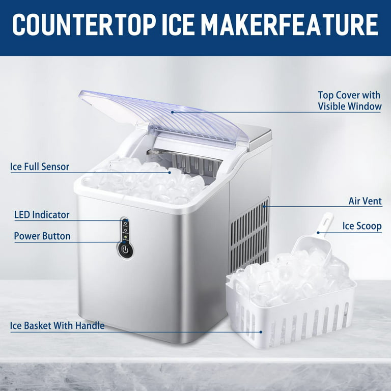 ZAFRO Compact Ice Maker Countertop with Ice Scoop