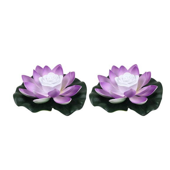 JWZZYD Floating Solar Lotus Pond Light, 7.1" Waterproof Underwater Flower Lamp, Solar‑Powered Pool Decor Light for Garden Pond, Backyard Water Feature & Outdoor Landscape Decoration(Purple, 2 Pack)