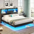 thumbnail image 6 of Aunfebrco Floating Bed Frame Queen Size with Storage Headboard Queen Metal Platform Bed with LED Lights & Charging Station, No Box Spring Need, Black, 6 of 8