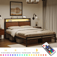 thumbnail image 3 of Cama King con cabecero de almacenamiento, luces LED, plataforma de metal, 3 of 5