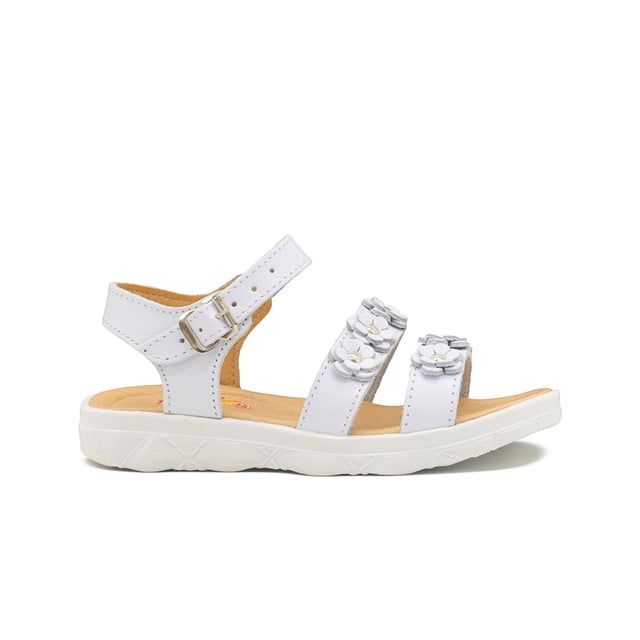 Huaraches Para Niña Pasitos Enanos Piel Hebilla Flores 12-21 blanco 21