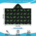 thumbnail image 2 of Black Dinosaurs Neon Pattern Hooded Bath Towel，50"x30" for Ages 3 To 12 Kids, Quick Dry Lightweight Soft Microfiber Hood Beach Towel Cover Up for Kids, 2 of 7