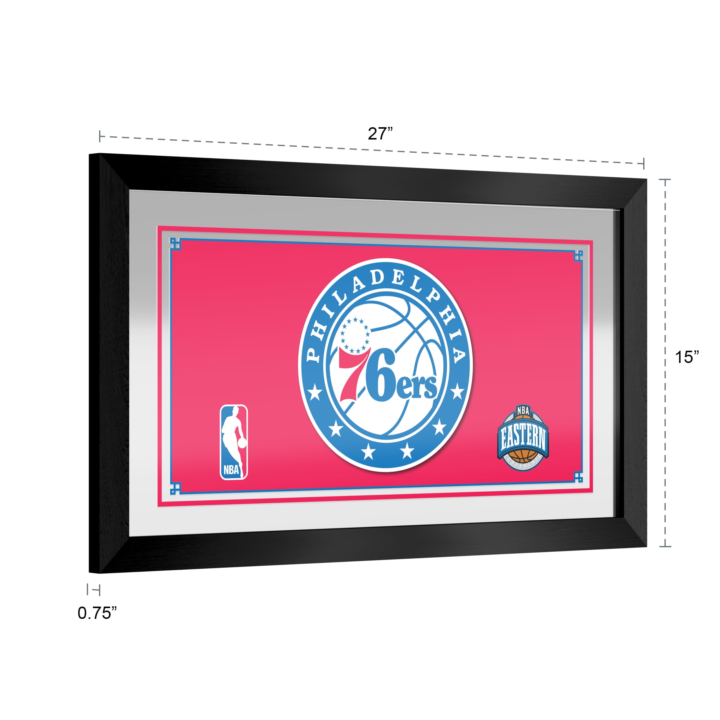 Philadelphia 76ers Logo Ready-To-Hang Black Framed Wall Mirror