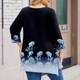 thumbnail image 3 of WTOBBY Women's Plus Size Floral Print 3/4 Sleeve Round Neck Tunic Top Loose Fit Tee for Full Figure Comfort and Fall Seasonal Fashion,Royal Blue 3XL, 3 of 5