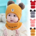 thumbnail image 6 of ZOELNIC Toddler Baby Soft Winter Warm Knitted Hat Earflap Beanie Scarf Set Caps- Yellow, 6 of 12