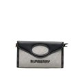 thumbnail image 3 of Pre-Owned Burberry Horseferry Handbag Shoulder Bag Grey Black Cotton Canvas Leather... (Good), 3 of 12