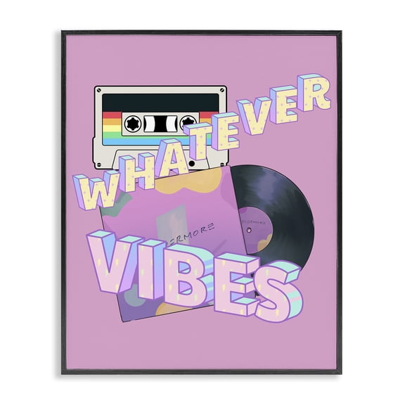 Stupell Industries Eclectic Whatever Vibes Retro Cassette Black Framed Giclee Art, 16 x 20, by Jesse Keith