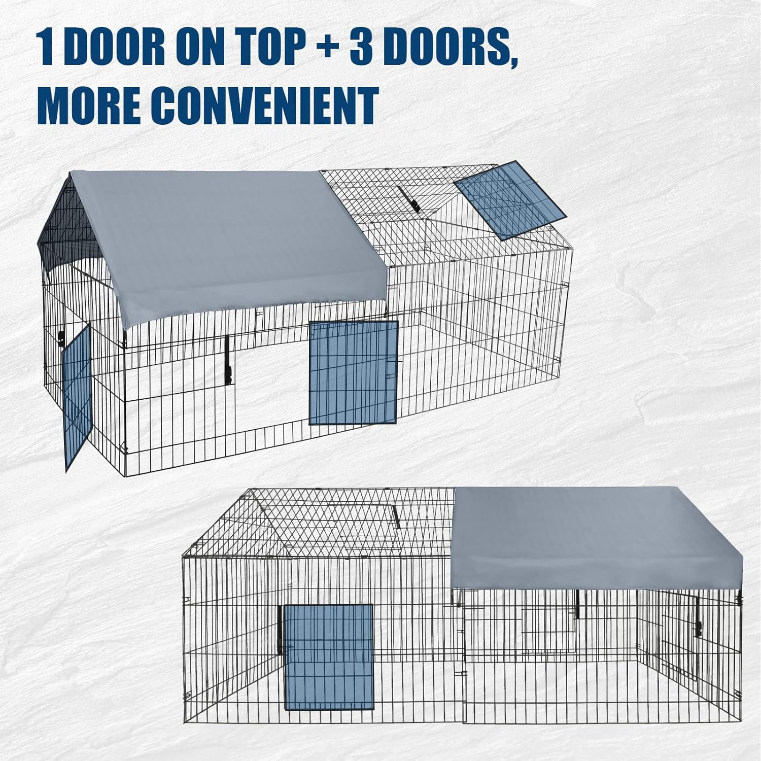 Metal Chicken Coop Playpen, Small Animal Cage with Waterproof Cover, 86"x40"x40" Portable Poultry Cage, Pet Playpen Yard Fence for Chicken, Rabbits, Ducks, Chinchillas, Small Animals