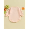 thumbnail image 4 of Wassery Baby Girls Sweatshirt Romper Halloween Clothes Infant Girls Fall Outfits Long Sleeve Round Neck Pumpkin/Floral Letter Print Bodysuit, 4 of 8