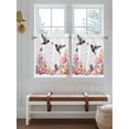 thumbnail image 2 of Pink Flower 2 Panel Kitchen Curtains for Small Windows, Spring Floral Butterflies Birds Farmhouse Bathroom Tier Curtain, Short Window Treatment for Bedroom/Living Room 55"x36", 2 of 6