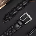 thumbnail image 3 of JASGOOD Men's Braided Leather Belt Casual Woven Belt for Daily Work Jeans Pants 1.4" Width, 3 of 9
