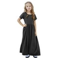 thumbnail image 3 of RXIRUCGD 2025 Vêtements d'Été pour Enfants Tout-Petits Filles Mignon Rayé Imprimé Manches Courtes Robe Extensible avec Poches Robe Longue en Ligne, 3 of 8