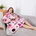 thumbnail image 5 of Oversized Wearable Blanket Hoodie,Halloween Pink Spooky Hearts and Ghosts Sherpa Blanket Hoodie with Super Pockets,Super Warm Fuzzy Pullover for Women & Men, 5 of 6