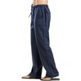 thumbnail image 4 of CVLIFE Men's Linen Pants Plus Size Long Pants Loose Lightweight Drawstring Yoga Beach Casual Trousers, 4 of 6