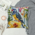 thumbnail image 2 of BCIIG  Parrot Throw Pillow Cushion Cover, Tropic Pattern with Parrot Orchids and Hibiscus Flowers Hawaiian Jungle Style Image, Decorative Square Accent Pillow Case,  White Yellow, 2 of 5