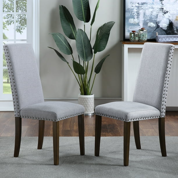 Dining Chairs Set Of 2 Parsons Diner Chair Upholstered Fabric Dining Room Chairs With Copper Nails Kitchen Chairs Walmart Com Walmart Com