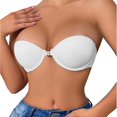thumbnail image 3 of EliteGoogv Front Closure Bras For Women Lace Bras For Women Padded Semi Cup Push Up Wireless Womens Bras Everyday Bras For Women White 34, 3 of 8