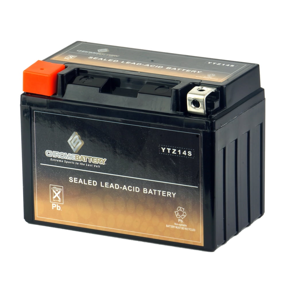 Chrome Battery YTZ14SBS (YTZ14S 12 Volt,11.2 Ah, 140 CCA) Motorcycle