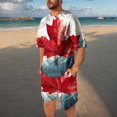 thumbnail image 1 of Weiqiqre Drapeau du Canada Tee-Shirt à Manches Courtes pour Hommes T-Shirt Classique Imprimé Col Rond Ensemble Chemises et Shorts, 1 of 7
