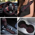 thumbnail image 3 of Yuyamidu Pink Heart Front Back Seat Cover Set of 15 Car Carpet Mats Steering Wheel Cover Seat Belt Pad Handbrake Cover Set Coasters for Women, 3 of 6