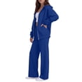 thumbnail image 5 of Women's 2 Piece Outfits Long Sleeve Zip Up Hoodie Wide Leg Pants Matching Sweatsuits Sets Blue 3XL, 5 of 7