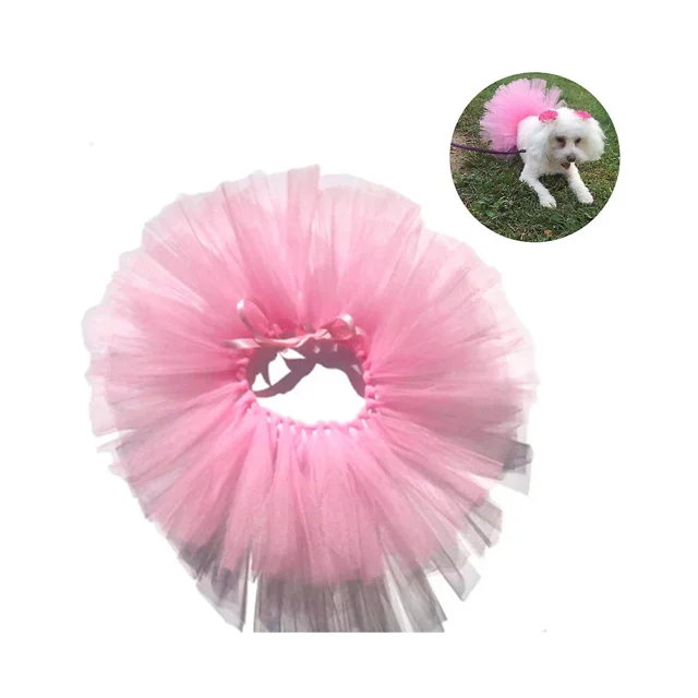 Disfraz de perro y gato para mascotas, traje de tutú, falda de tul para fiesta de animales, ropa-rosa