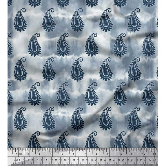 Soimoi Viscose Chiffon Fabric Texture & Paisley Decor Fabric Printed Yard 42 Inch Wide