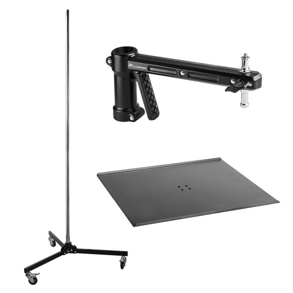 Flashpoint RB-PG Steel 2-Section Wheeled Pistol Grip Stand, Bundle with Pistol Grip, 16x18" Multi Mount Laptop Tray