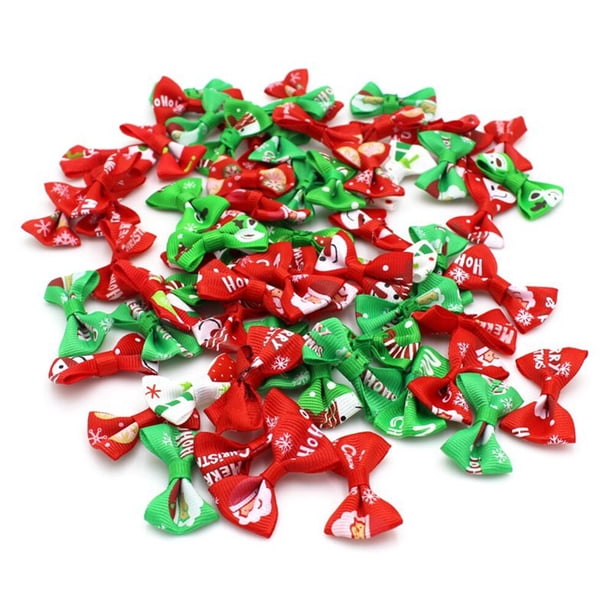 Lazo de Navidad mezclado al azar, 50 piezas, para manualidades, decoración navideña, 3,5x2,5 cm
