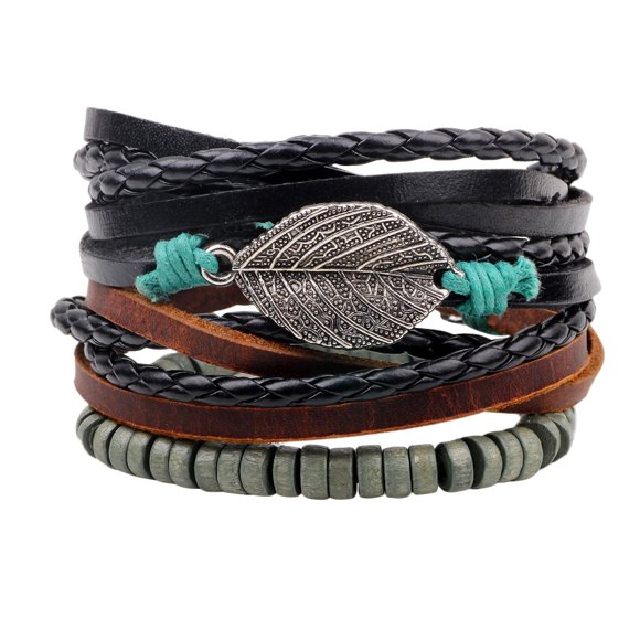 3Pcs Woven Leather Wrist Chian Adjustable Bracelets Fashion Bangle Simple Jewelry for Woman Girl Lady